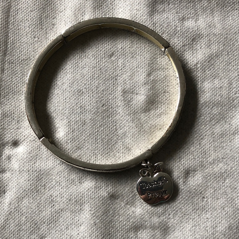Silver Bangle Bracelet with Apple Charm